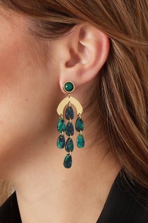 Boucles D'couleur Oreilles Pièces Colcouleur Orées - Couleur Or/Bleu h5 Image3