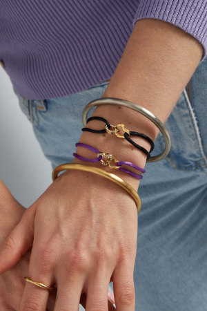 Bracelet Satin Double Coeur Avec Pierres h5 Image2