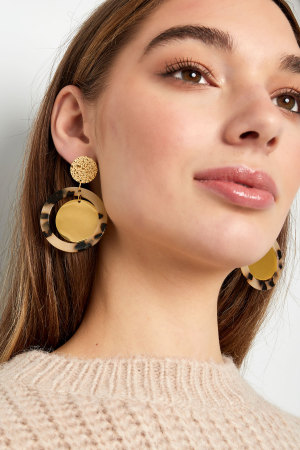 Boucles D'oreilles Cercles Avec Imprimé - Doré/Lilas h5 Image2