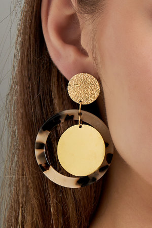 Boucles D'oreilles Cercles Avec Imprimé - Doré/Lilas h5 Image3