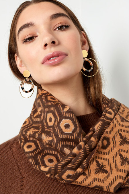 Boucles d'oreilles double rondes - doré/beige 2
