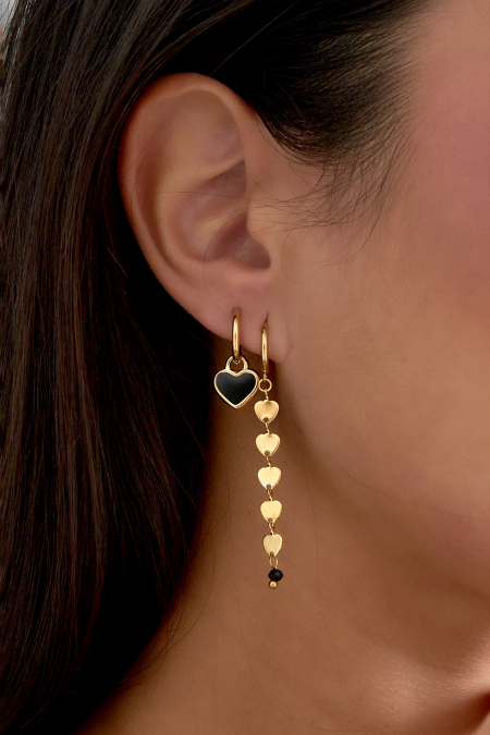 Boucles d'Couleur oreilles amoureux de la vie - Couleur or noir 2