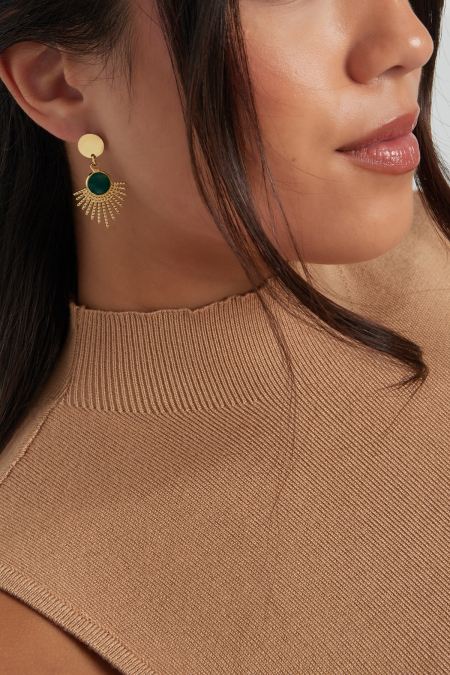 Boucles d'Couleur oreilles âme secrète - Couleur or vert 2
