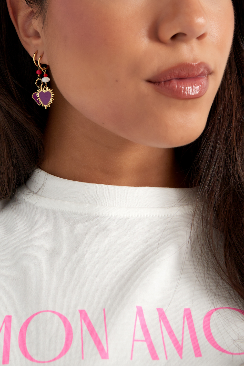 Boucles D'couleur Oreilles Power Love - Couleur Or Bleu Image2