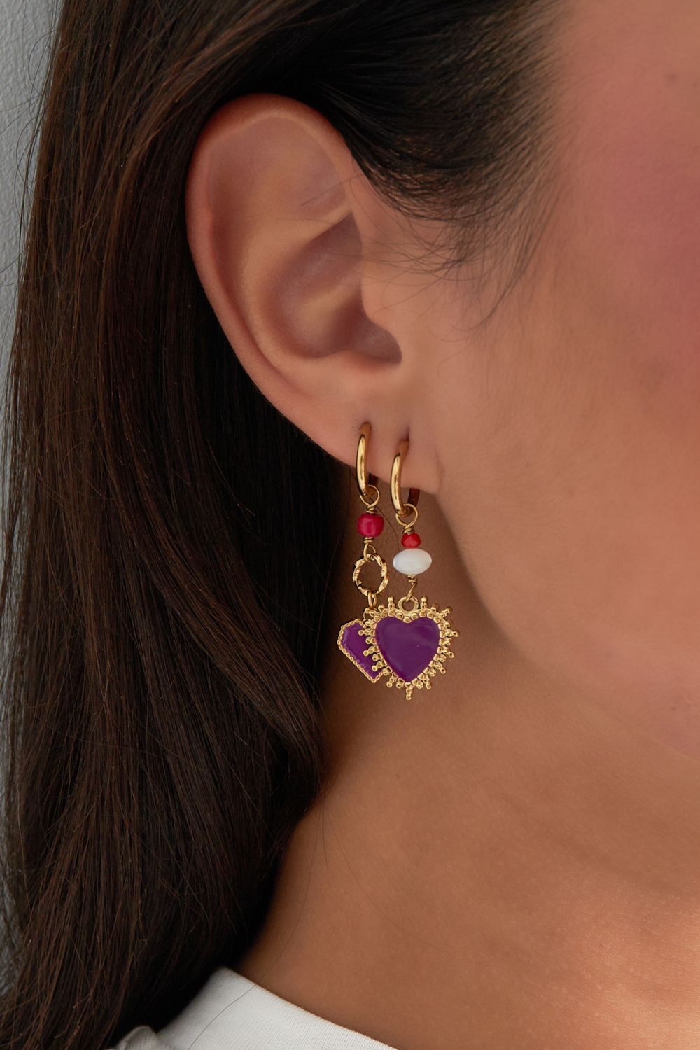 Boucles D'couleur Oreilles Power Love - Couleur Or Bleu Image3