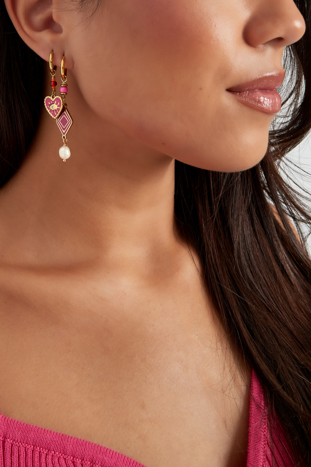 Boucles D'couleur Oreilles Joli Oeil - Couleur Or Noir h5Image2