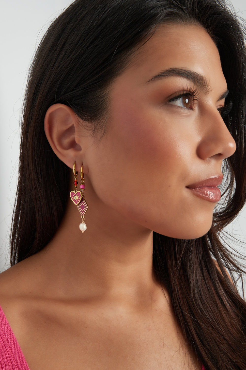 Boucles D'couleur Oreilles Joli Oeil - Couleur Or Noir h5Image4