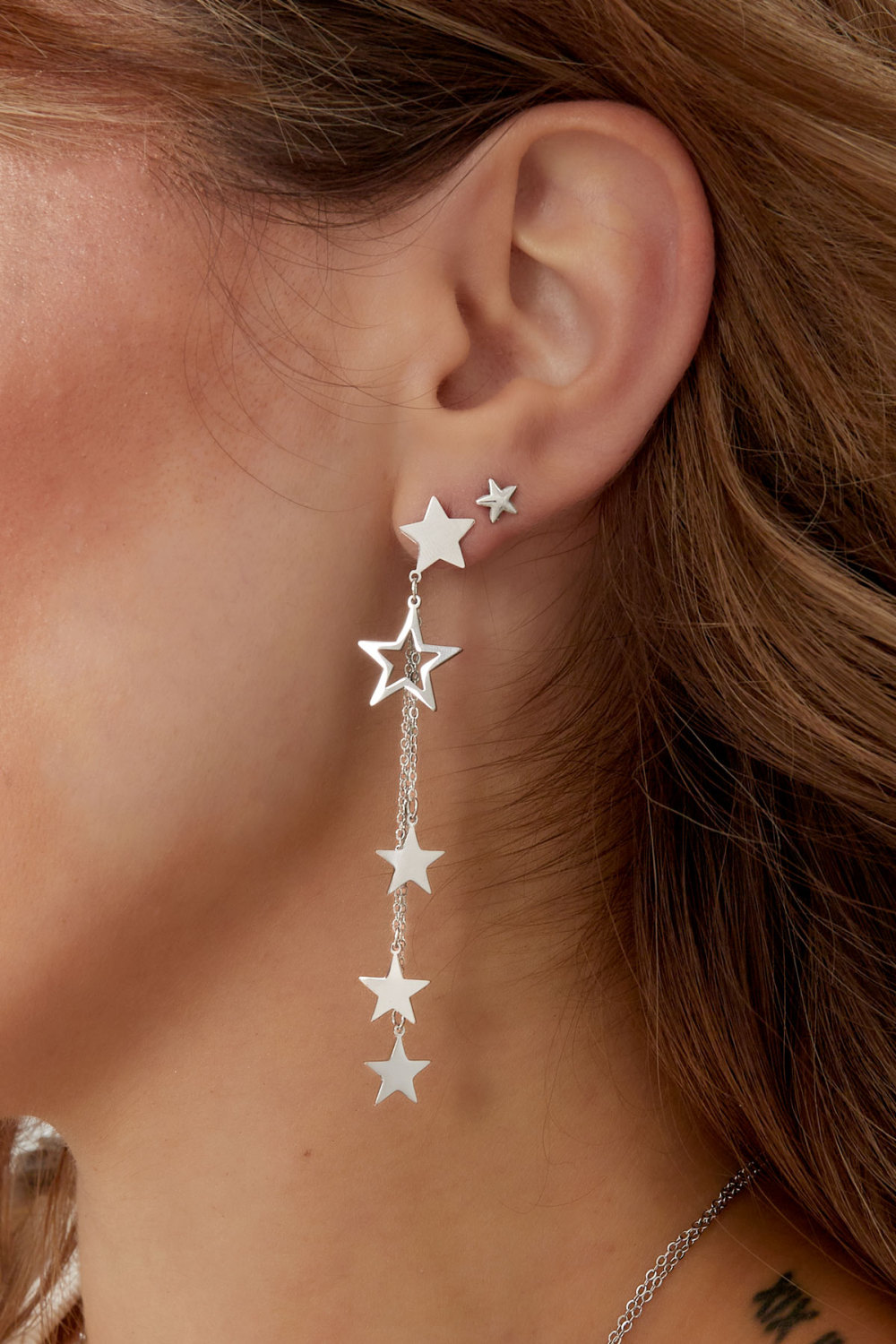 Boucles D'oreilles Étoiles & Collier - Doré h5Image3