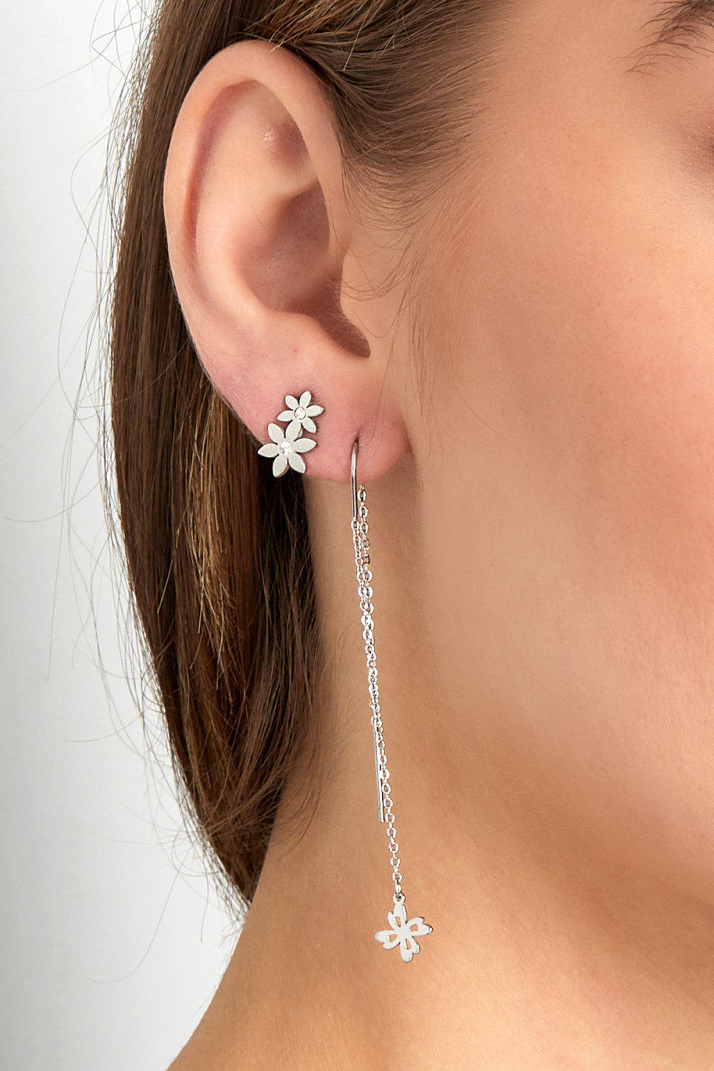 Boucle D'oreille Clou Double Fleur h5Image3