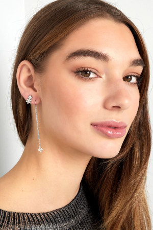 Boucle D'oreille Clou Double Fleur h5 Image4