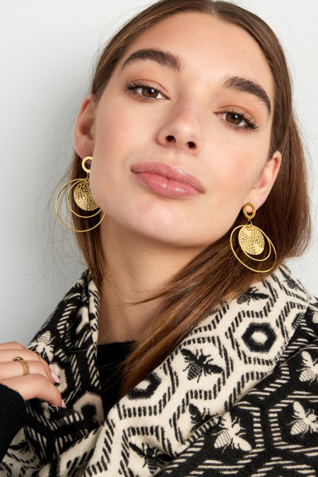 Boucles d'oreilles différents anneaux - doré 2