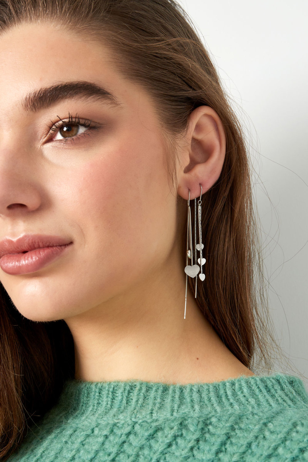 Boucles D'oreilles Pendantes 3 X Coeurs - Doré Image2