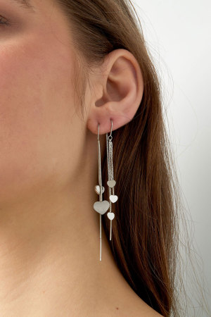 Boucles D'oreilles Pendantes 3 X Coeurs - Doré h5 Image3