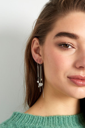 Boucles D'oreilles Coeur Suspendu - Doré h5 Image2