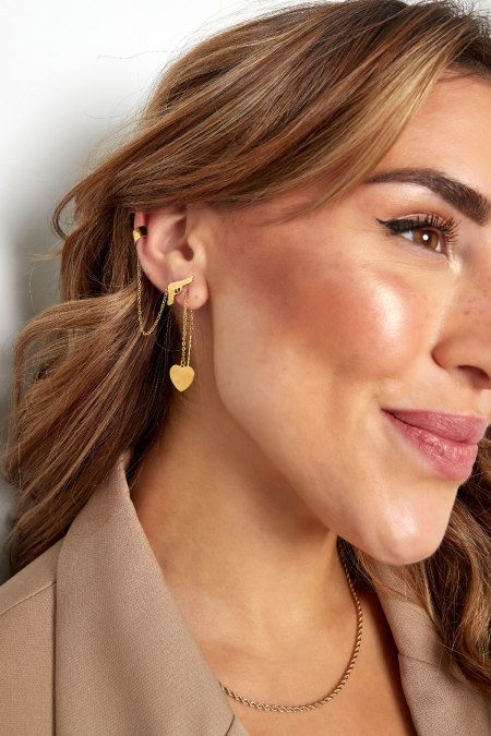 Boucles d'oreilles pistolet avec ear cuff - doré 2