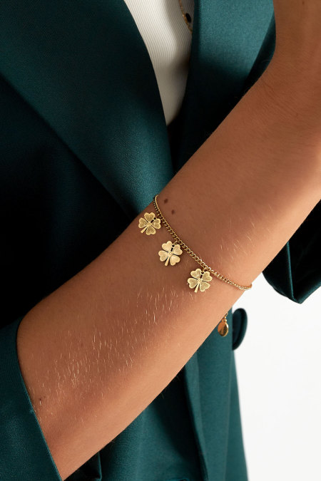Bracelet trèfles doré 2