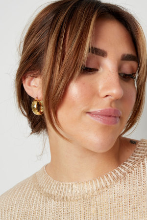 Boucles D'oreilles Rondes Avec Structure - Doré h5 Image2