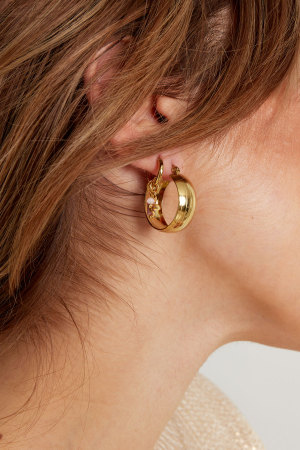 Boucles D'oreilles Rondes Avec Structure - Doré h5 Image3