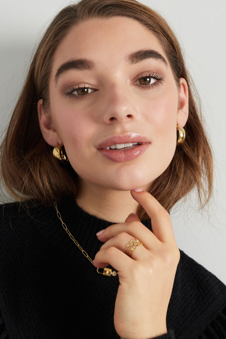 Boucles d'oreilles rondes avec petite structure - doré 2