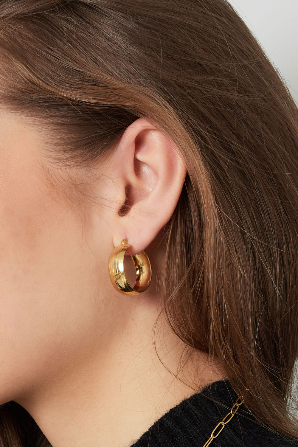 Boucles D'oreilles Rondes Avec Petite Structure - Doré Image3