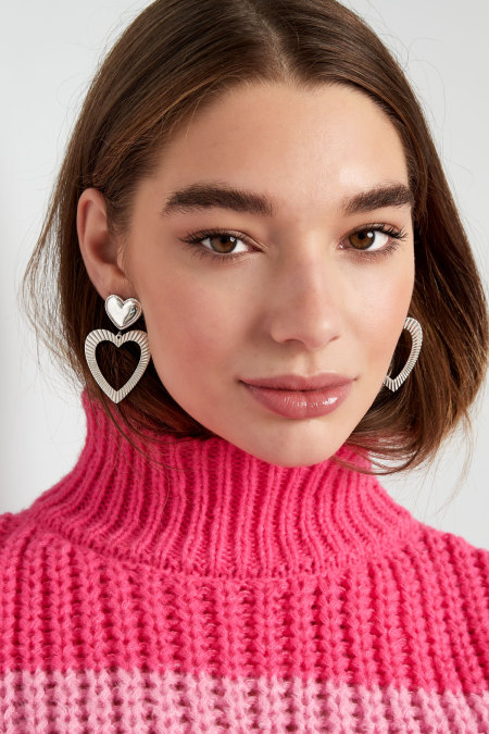 Boucles D'oreilles Double Coeur - Doré 2