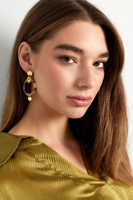 Boucles d'oreilles cercle avec imprimé - doré 2