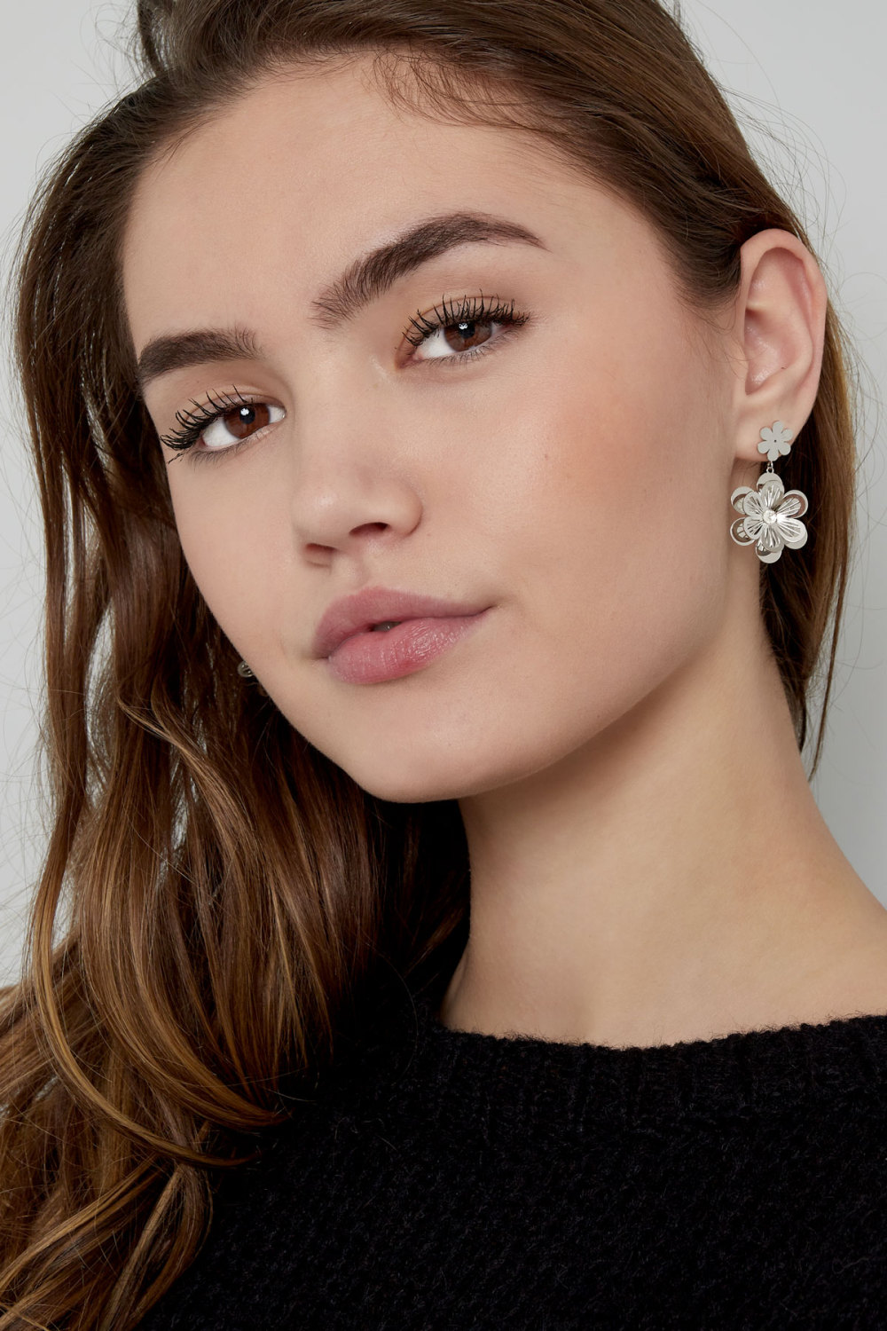 Boucles D'oreilles Fleur Avec Pierre Image2