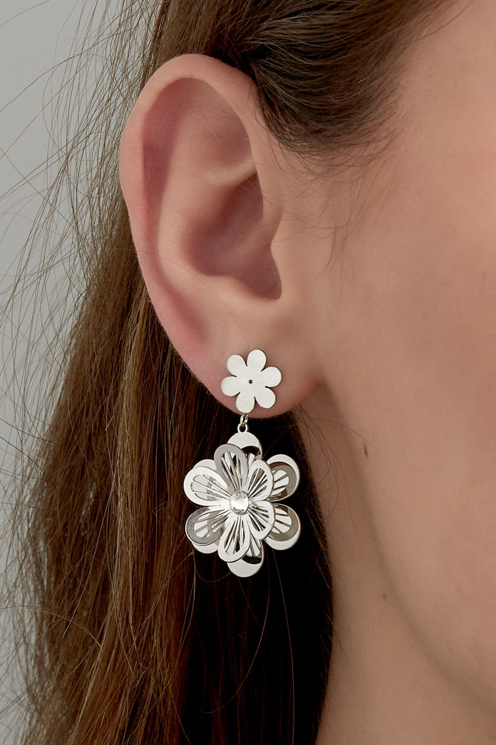 Boucles D'oreilles Fleur Avec Pierre Image3