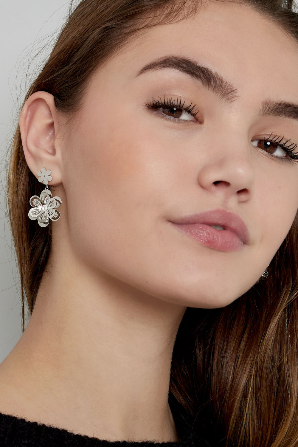 Boucles D'oreilles Fleur Avec Pierre Image4