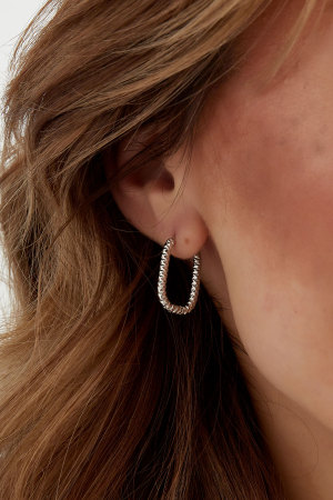 Boucles D'oreilles Côtelées Allongées - Doré h5 Image3