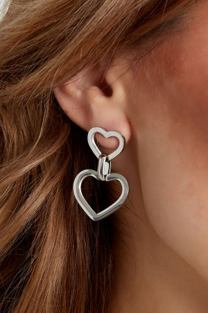 Boucles D'oreilles Coeurs Avec Lien - Doré h5 Image3