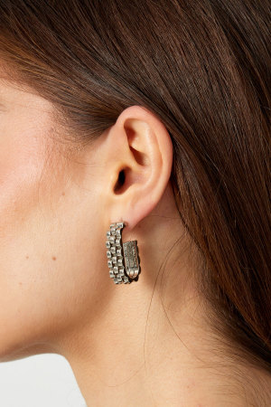 Boucles D'oreilles Lien Allongé En Maillon Doré h5 Image3