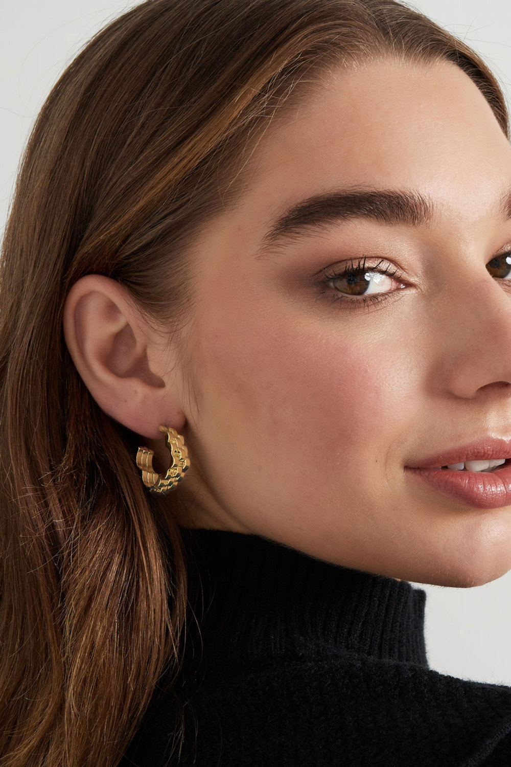 Boucles D'oreilles Fleur Lien En Maillon Doré Image4
