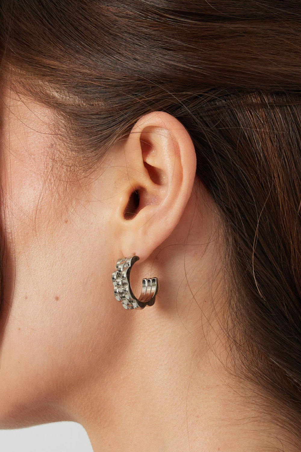 Boucles D'oreilles Rondes Lien En Maillon Doré h5Image3