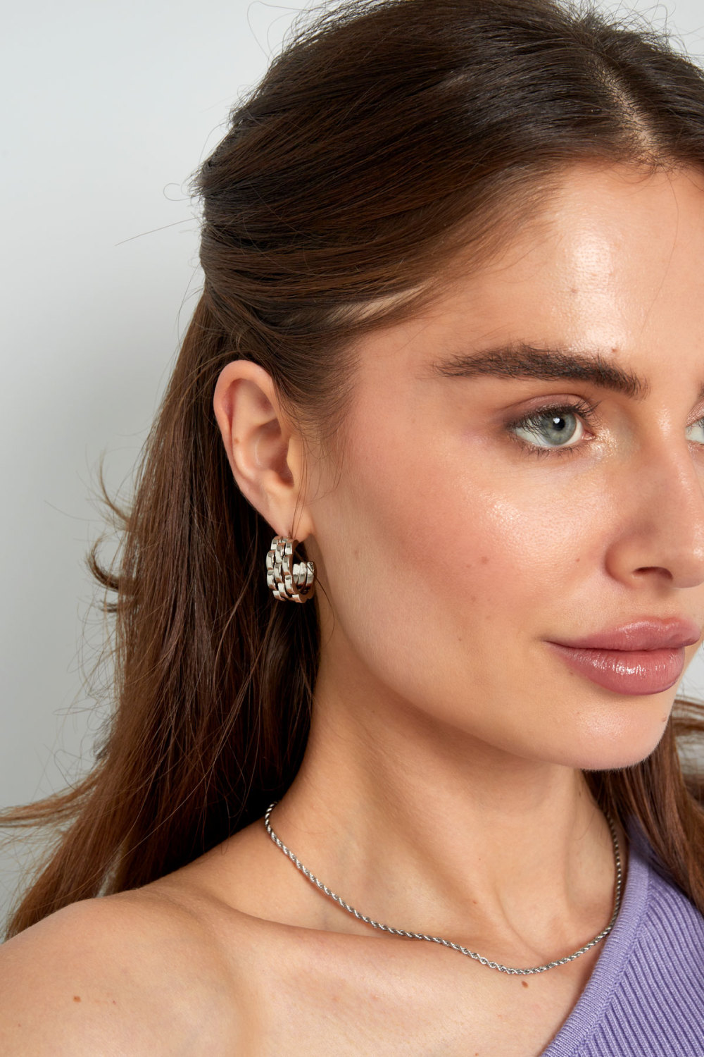 Boucles D'oreilles Rondes Lien En Maillon Doré h5Image4