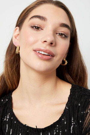 Boucles D'oreilles Coeur Lien En Maillon Doré h5 Image2