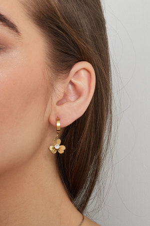 Boucles D'oreilles Fleur Avec Pierre - Doré h5 Image3
