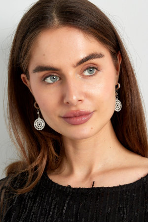 Boucles D'oreilles Rondes Avec Pierres - Doré h5 Image2