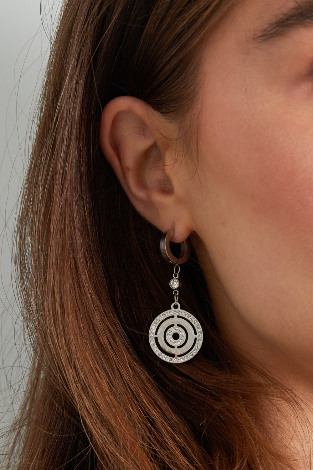 Boucles D'oreilles Rondes Avec Pierres - Doré Image3