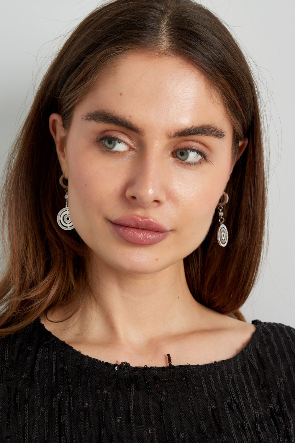 Boucles D'oreilles Rondes Avec Pierres - Doré Image4