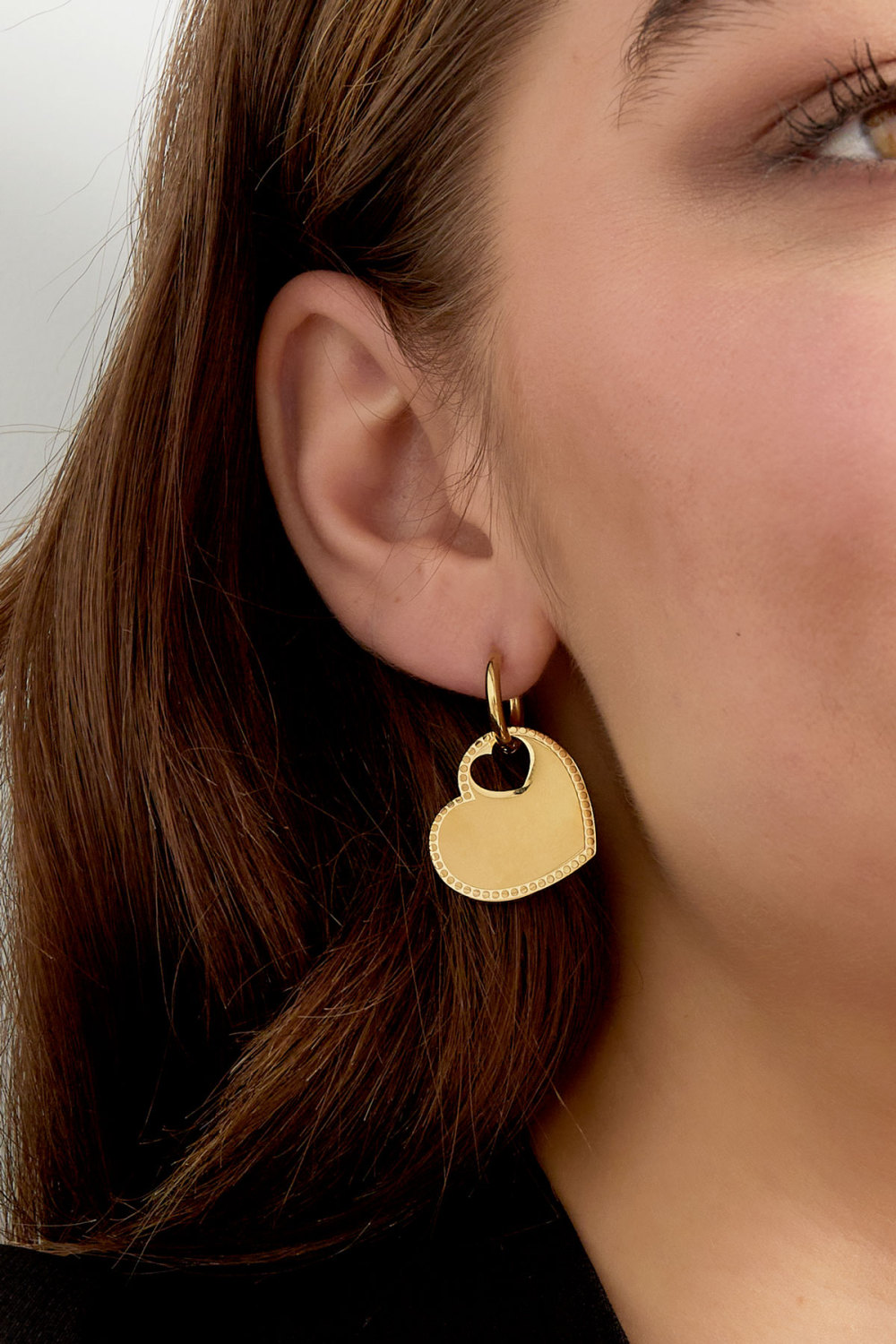 Boucles D'oreilles Breloque Coeur - Doré Image3
