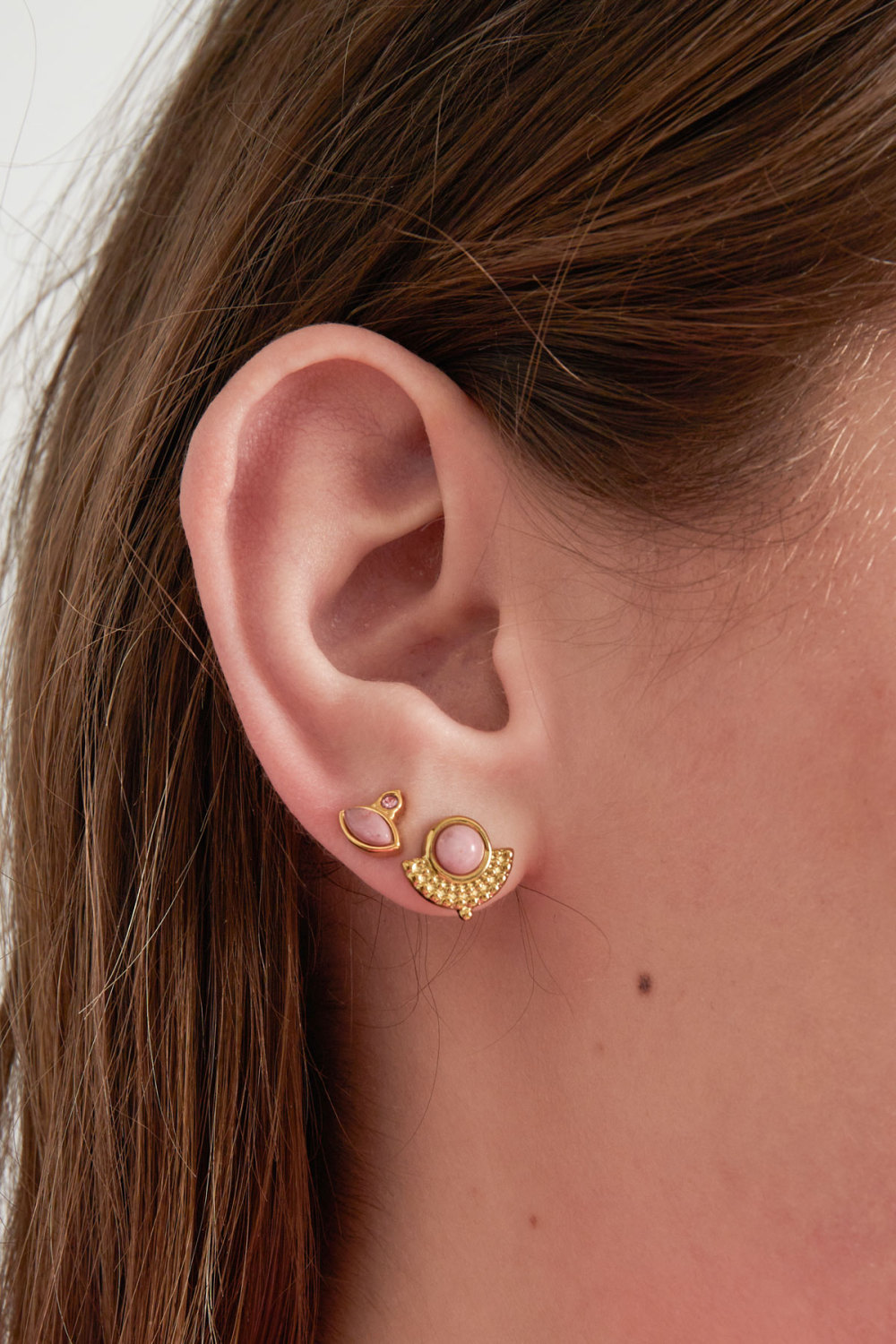 Boucles D'oreilles Vintage Clous Strass - Vert Clair Émeraude Image3