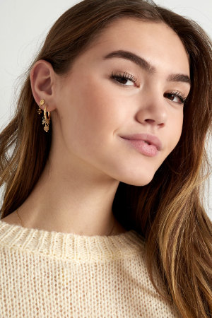 Boucles D'couleur Oreilles Classiques En Pierre Naturelle - Couleur Or Noir h5 Image4