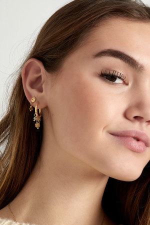 Boucles D'couleur Oreilles Classiques En Pierre Naturelle - Couleur Or Noir h5 Image2