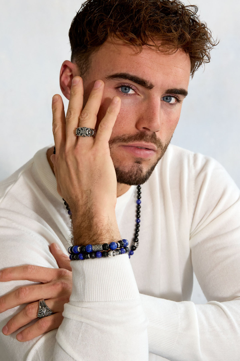 Bracelet Homme Perlé Détails Argentés Image2