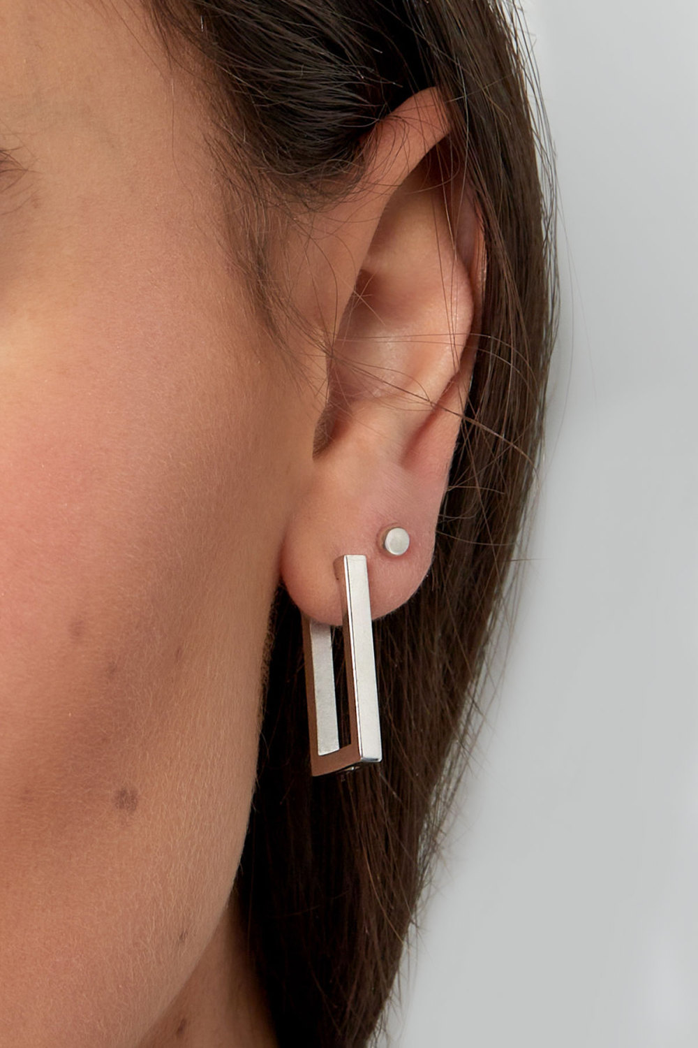 Boucles D'oreilles Rectangles Basiques Grandes - Dorées Image3