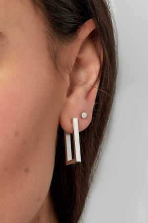 Boucles D'oreilles Rectangles Basiques Grandes - Dorées h5 Image3