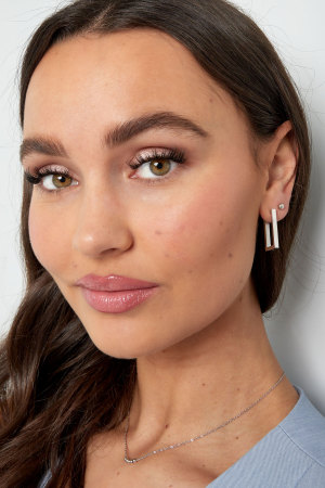 Boucles D'oreilles Rectangles Basiques Grandes - Dorées h5 Image4