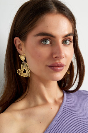 Boucles D'oreilles Double Coeur - Doré h5 Image4