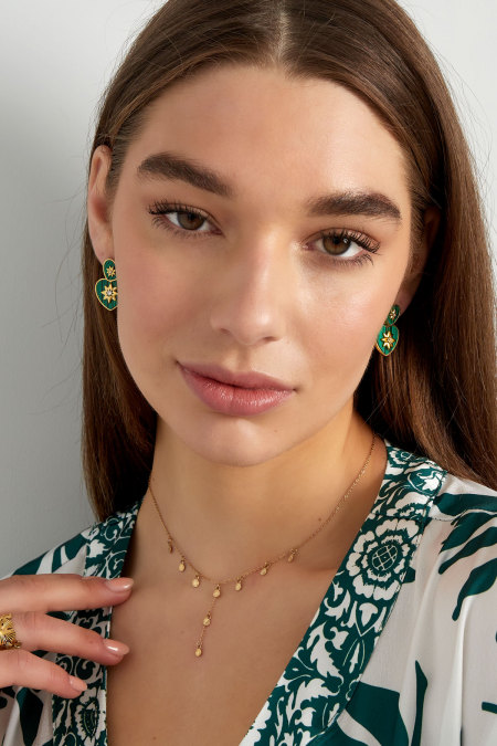 Boucles d'Couleur oreilles coeur avec étoile - Couleur or blanc 2